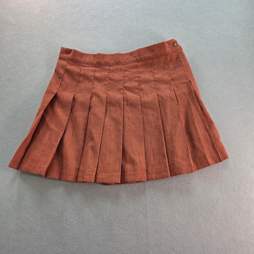 Simply Southern Rust Orange Pleated Corduroy Mini Skirt Womens Small Preppy Fall